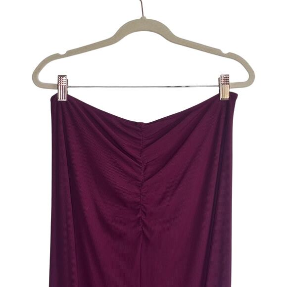 Skims Soft Lounge Ruched Long Skirt in Red Wine - Picture 7 of 10